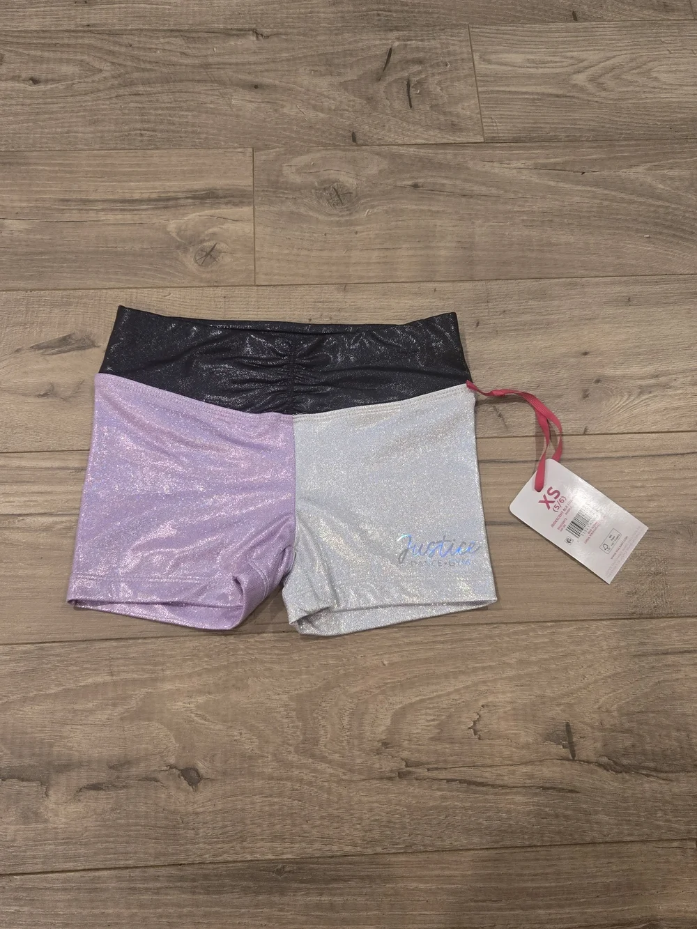 NWT Justice Girls Split Metallic Cinch Waistband Shorties Size available XS 5/6